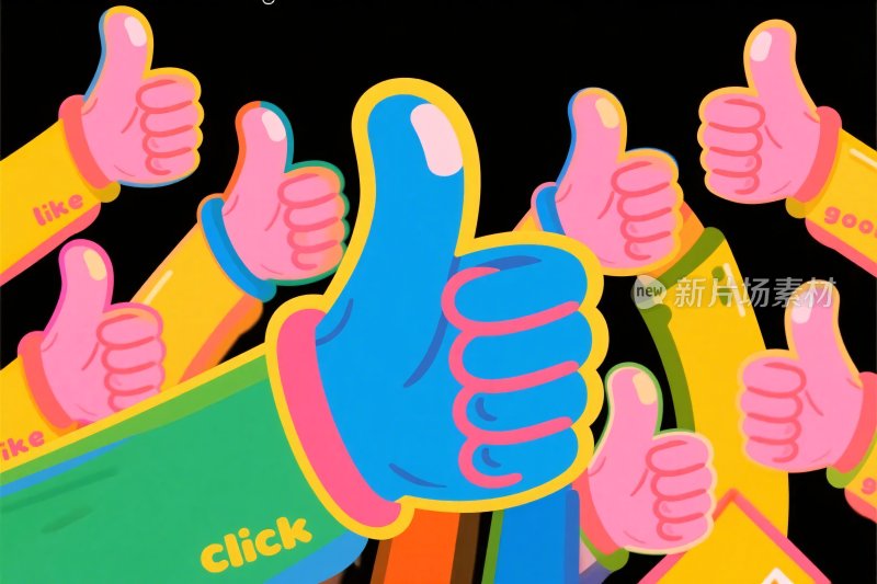 彩色点赞手势插画