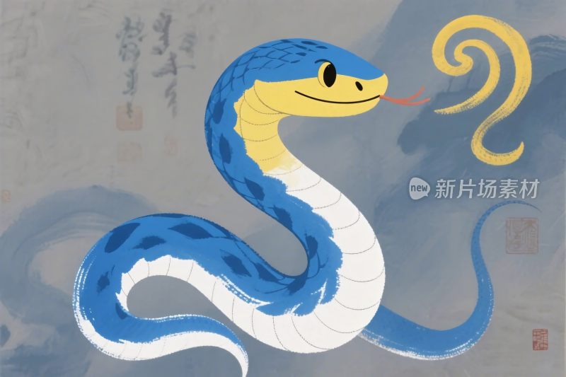 卡通生肖蛇插画