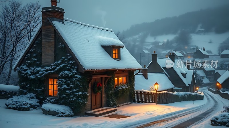 雪夜温馨小屋