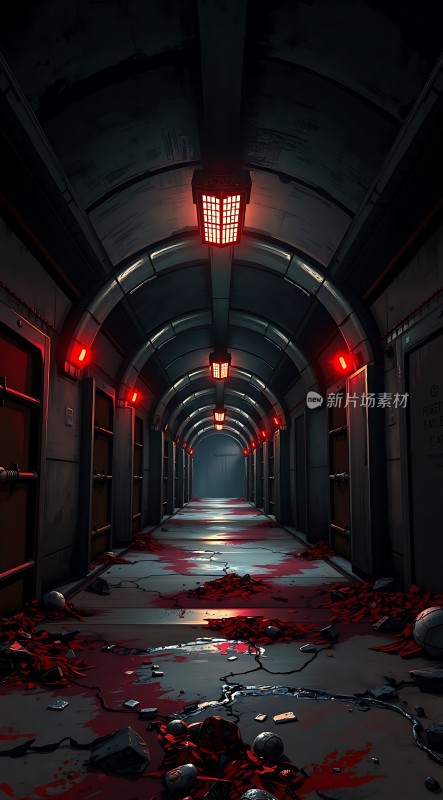 废弃实验室惊悚走廊