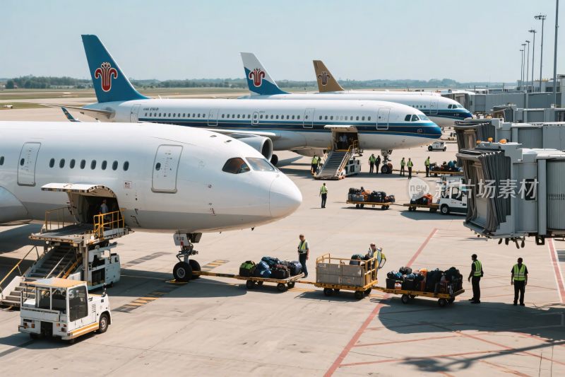 机场停机坪飞机作业场景
