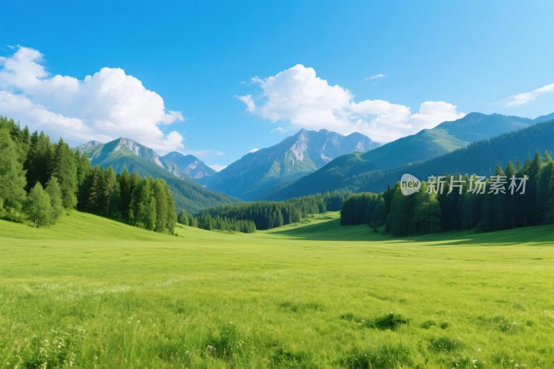 美丽的山间草原风景