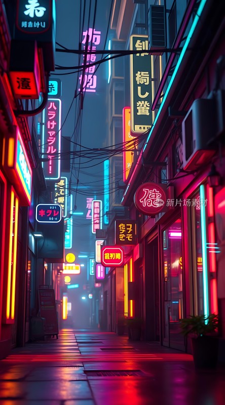 霓虹灯下的繁华街道