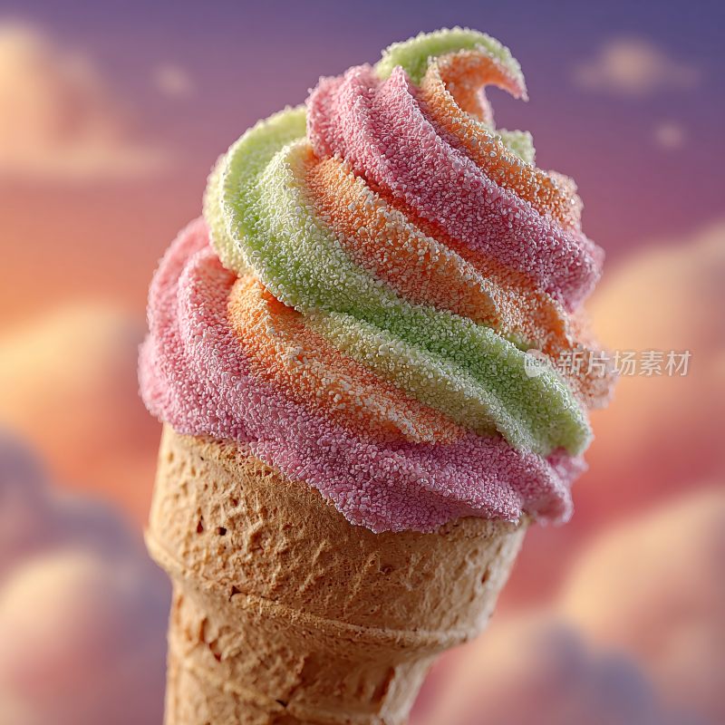 多彩螺旋冰淇淋特写