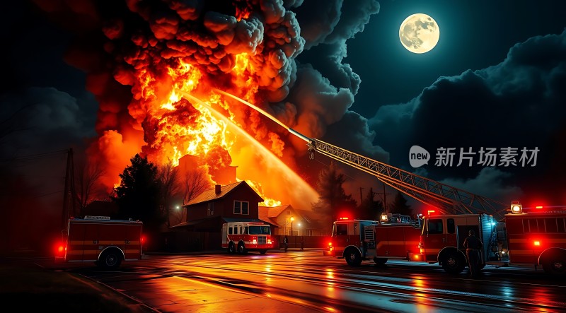 消防员与火焰搏斗