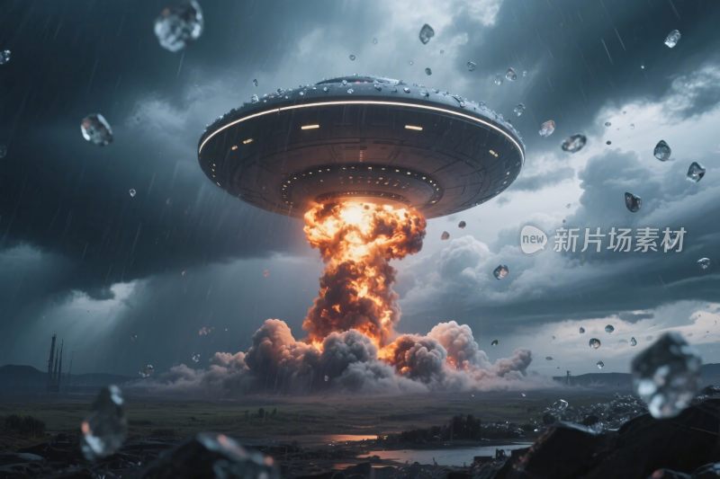 飞碟爆炸科幻场景