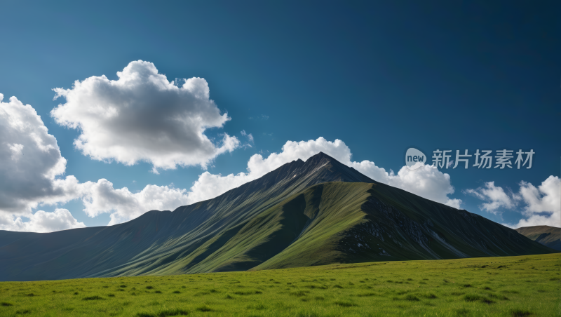 一片草地一座高山清风景图片