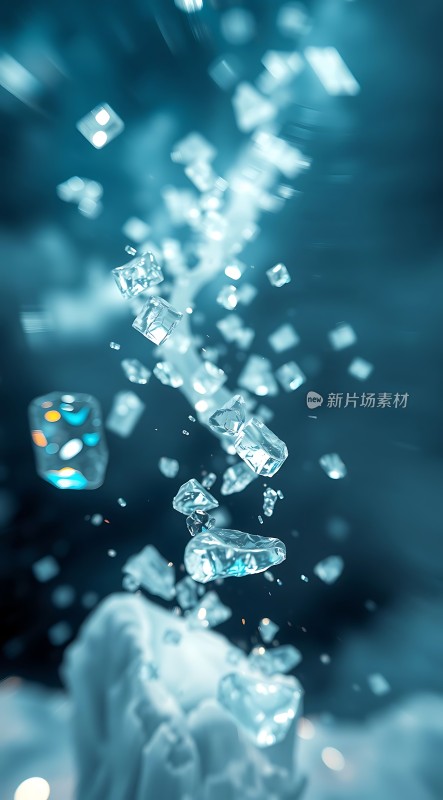 冰块在空中飞舞