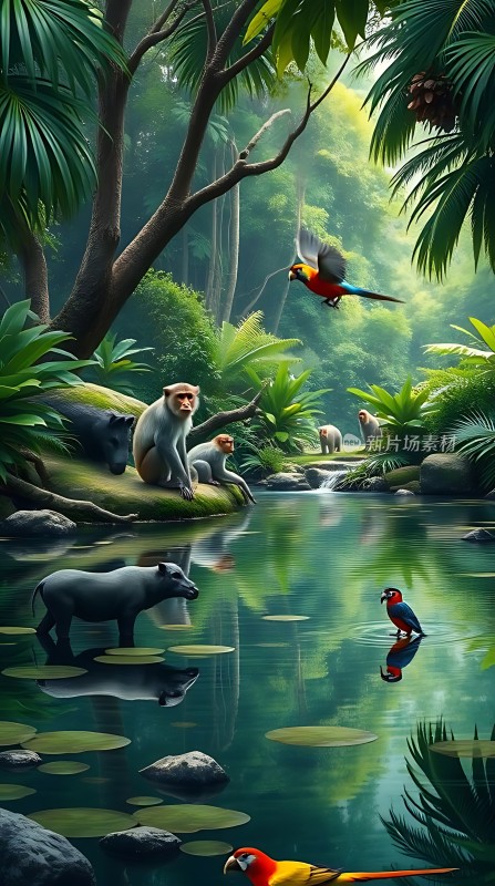 热带雨林秘境动物和谐共处