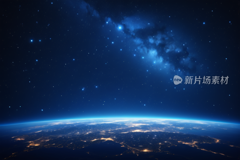 从太空地球的景色恒星和星系背景纹理图片