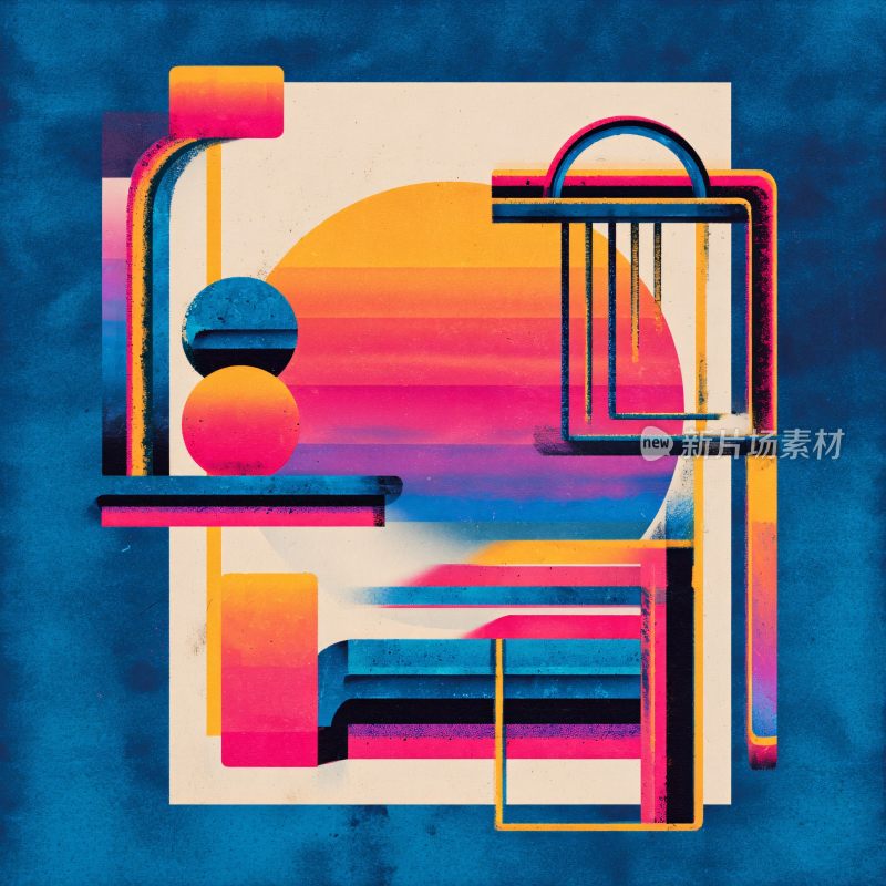 多彩几何抽象插画图案