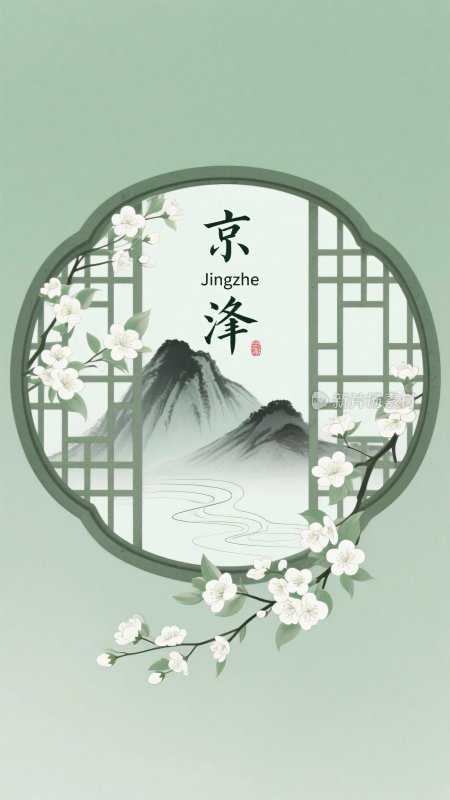 古风山水装饰插画