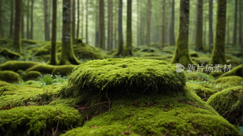 苔藓覆盖的森林地面高清风景图片