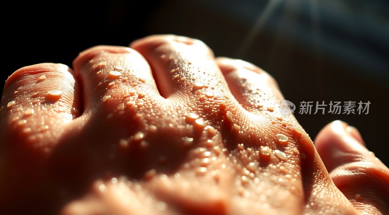 阳光下的汗水滴落