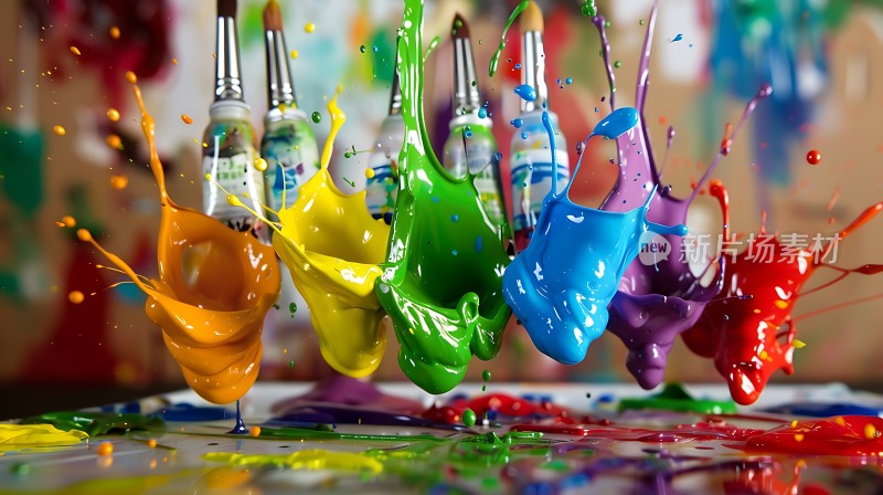 色彩飞扬颜料飞溅的艺术瞬间
