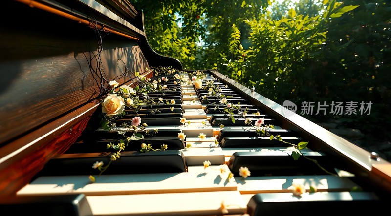 钢琴上的花语