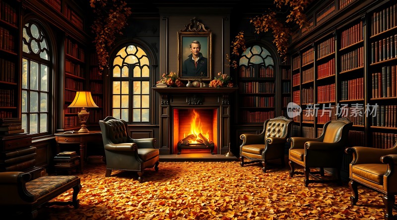 秋日书房里的温暖时光