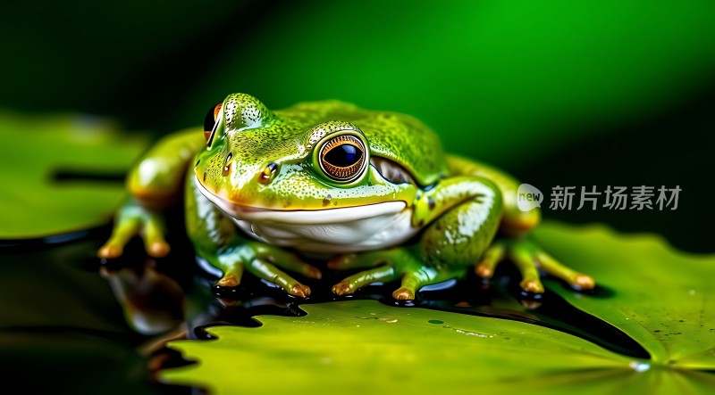 翠绿青蛙趴荷叶