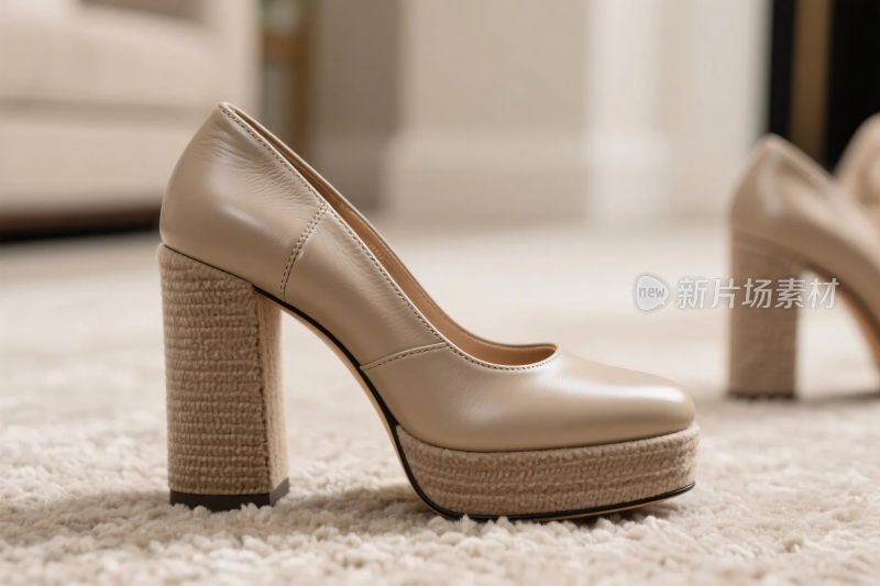 浅棕色高跟鞋特写