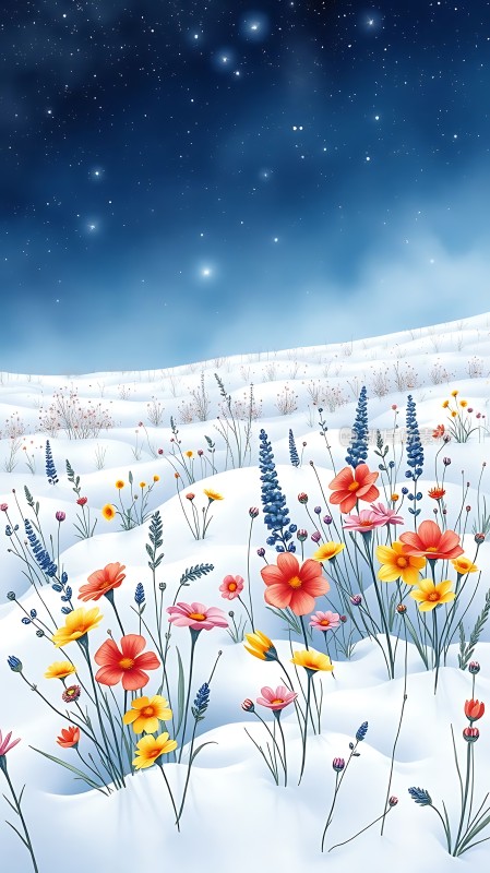 雪地繁花夜空星河