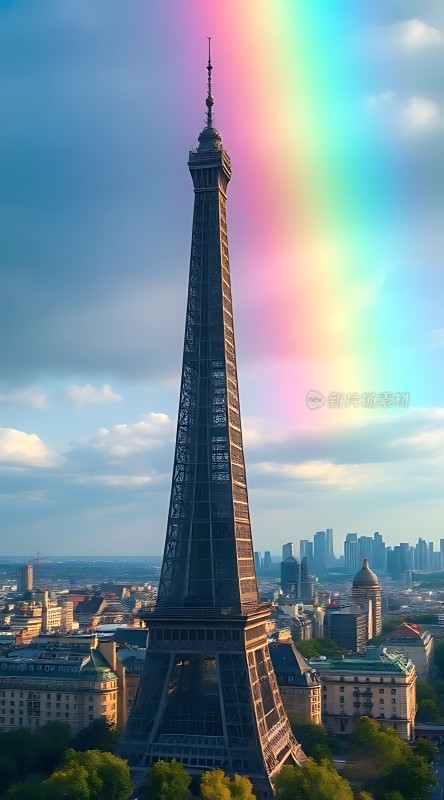 埃菲尔铁塔下的彩虹城市