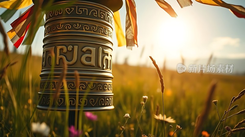 阳光下的风铃与草地