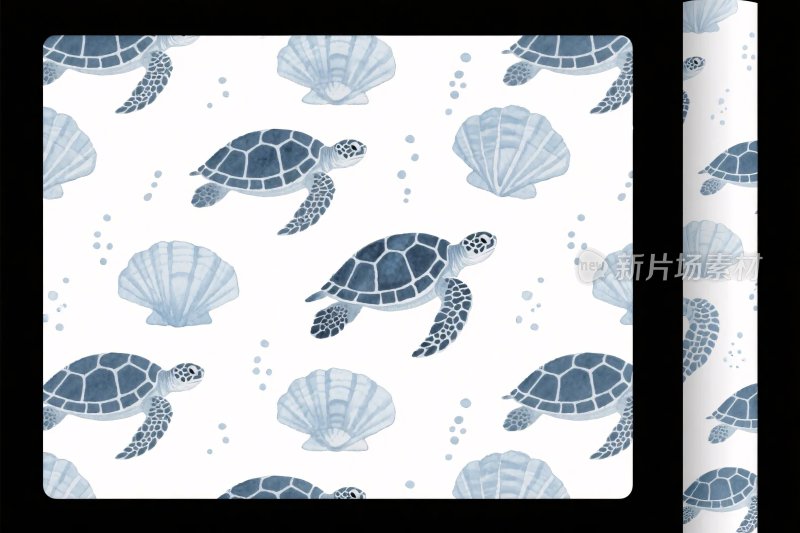 海龟与贝壳插画
