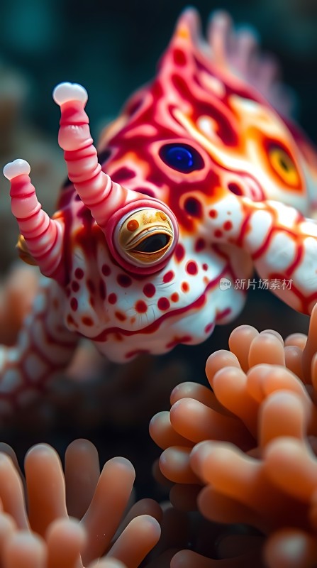 红白相间海兔探出头