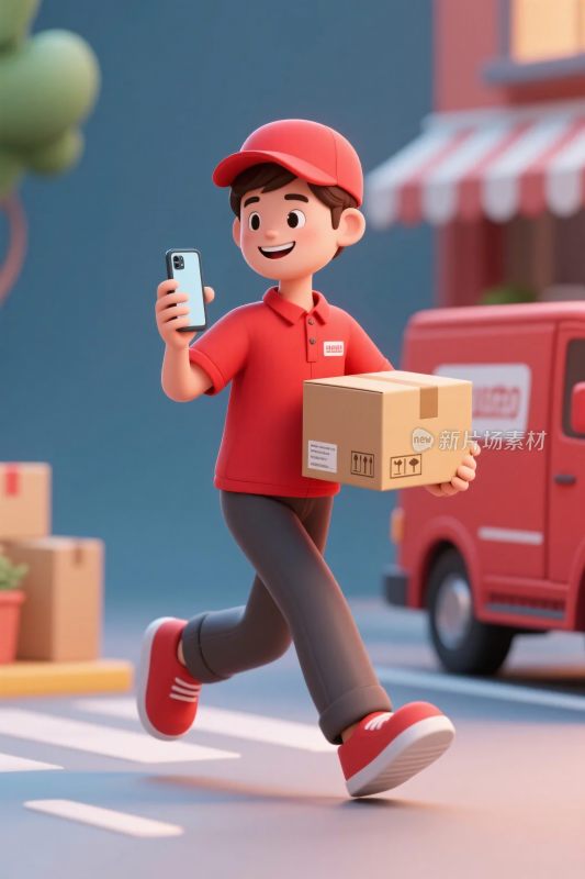 快递员送货插画