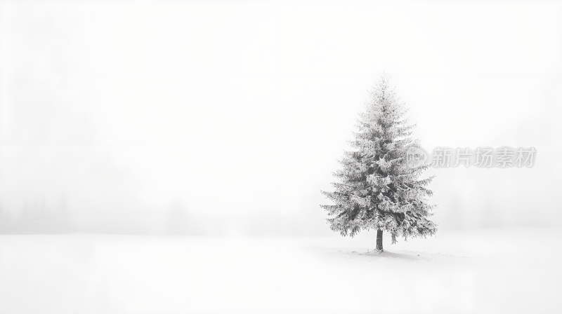 极简冬天雪地里的一棵树背景