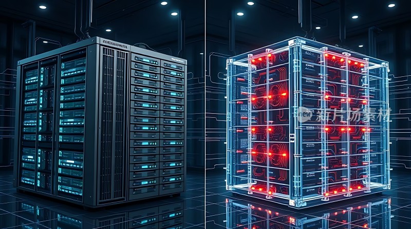 科技感数据中心服务器集群