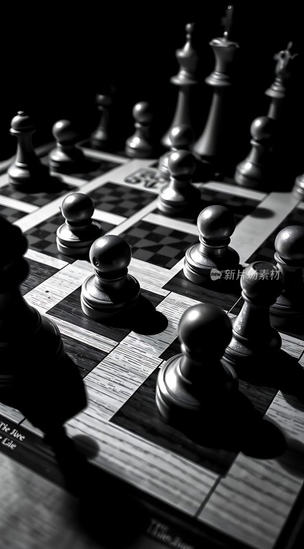 黑白棋局光影交错下的战略博弈