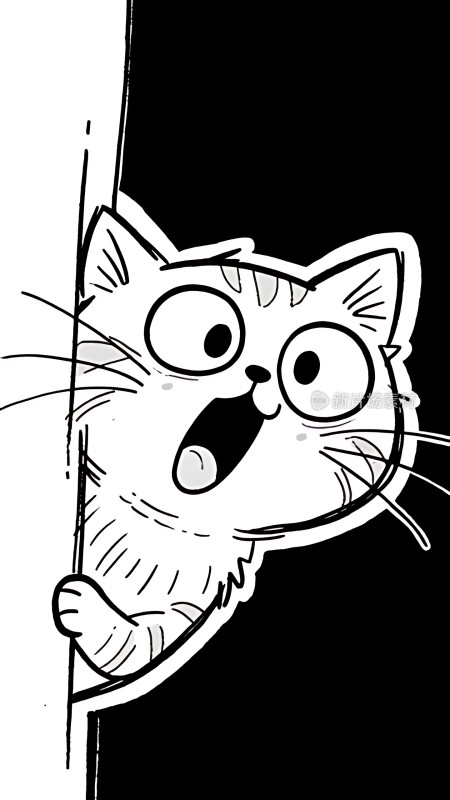 好奇的小猫探出头