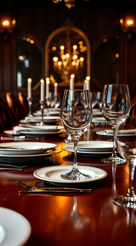 烛光晚餐优雅餐具温馨氛围