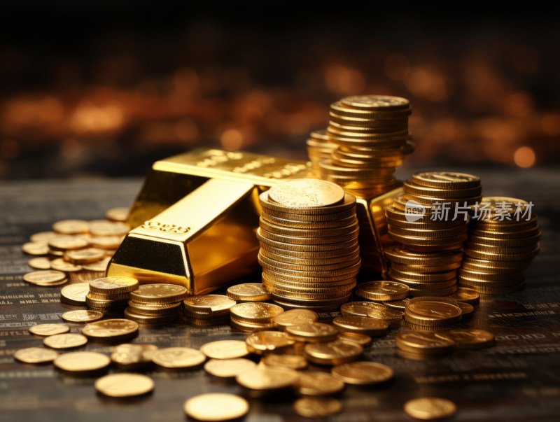 金色的财富金条金砖金币