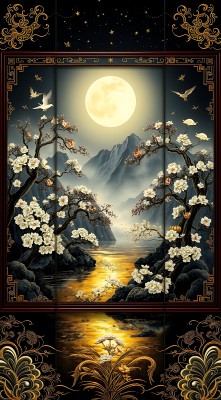 夜月花影山水间