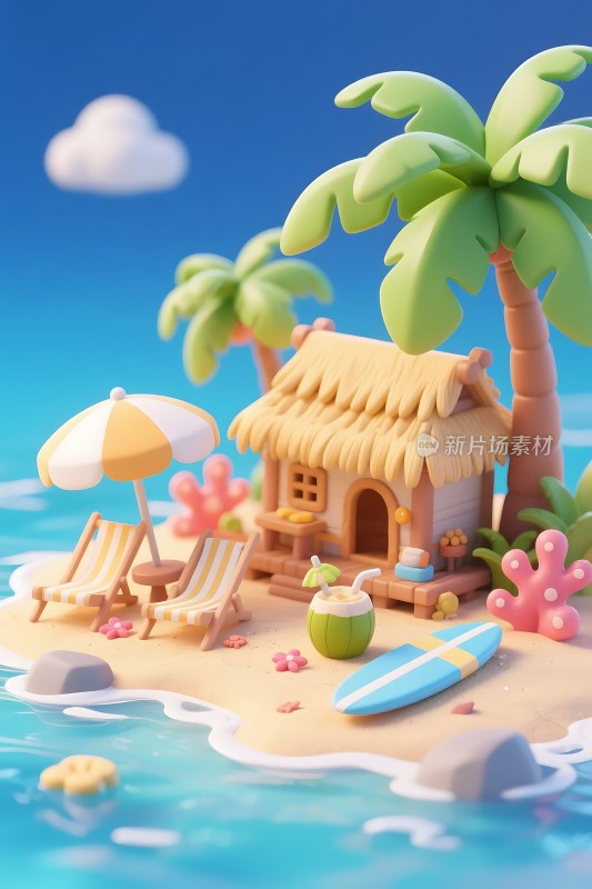 椰林小屋夏日度假胜地