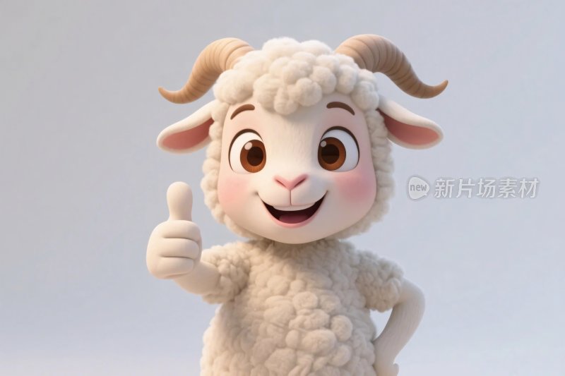 卡通绵羊点赞形象