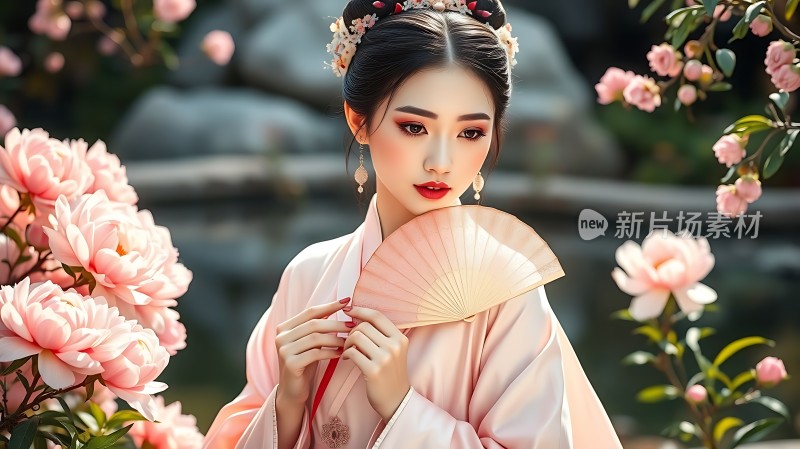 汉服佳人花间立