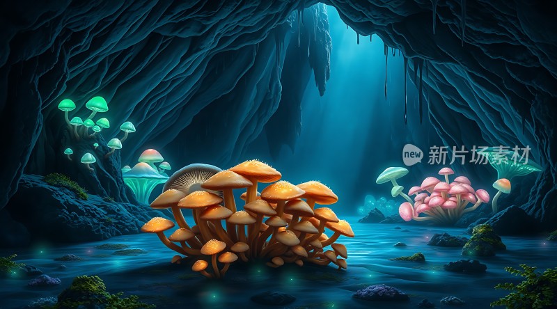 神秘洞穴中的奇幻蘑菇世界