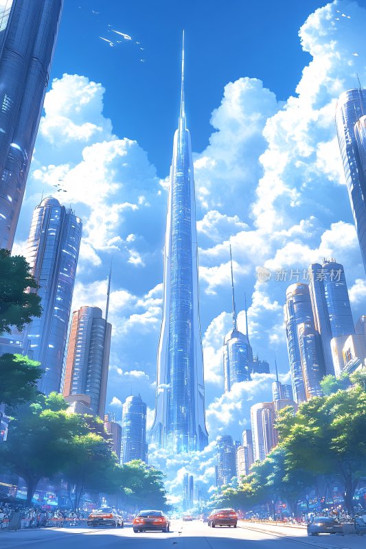 科幻风未来城市插画