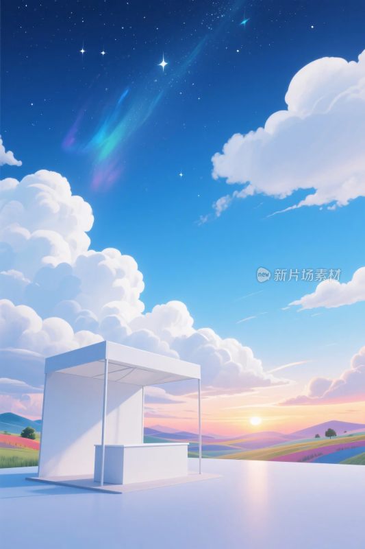 梦幻天空建筑插画