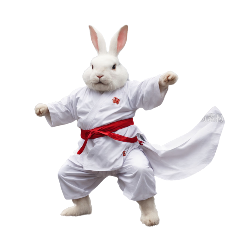 十二生肖动物运动员功夫空手道跆拳道兔子