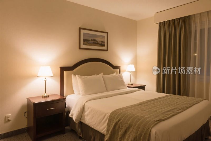 酒店客房床场景图