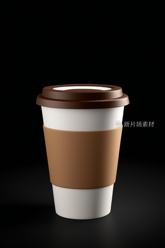 黑色背景一个带盖的咖啡杯高清图片