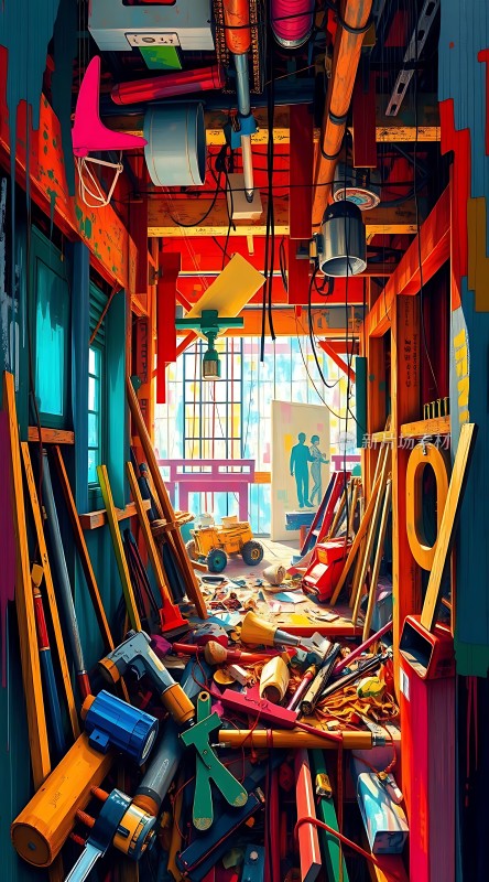 工具天堂创意与混乱交织的艺术空间