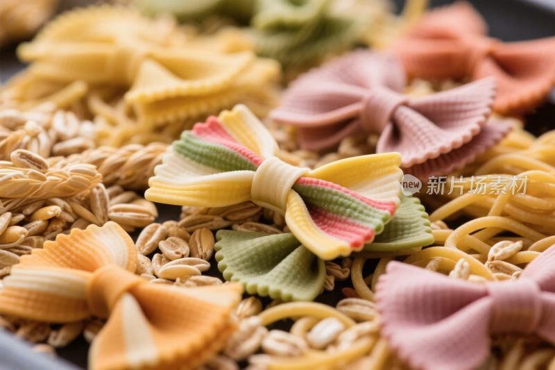 多彩蝴蝶结面与谷物