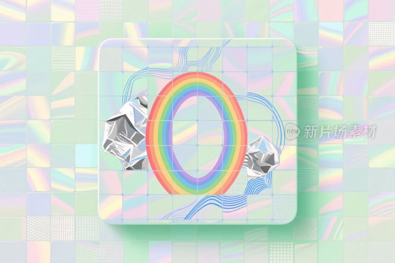 彩虹方块创意插画