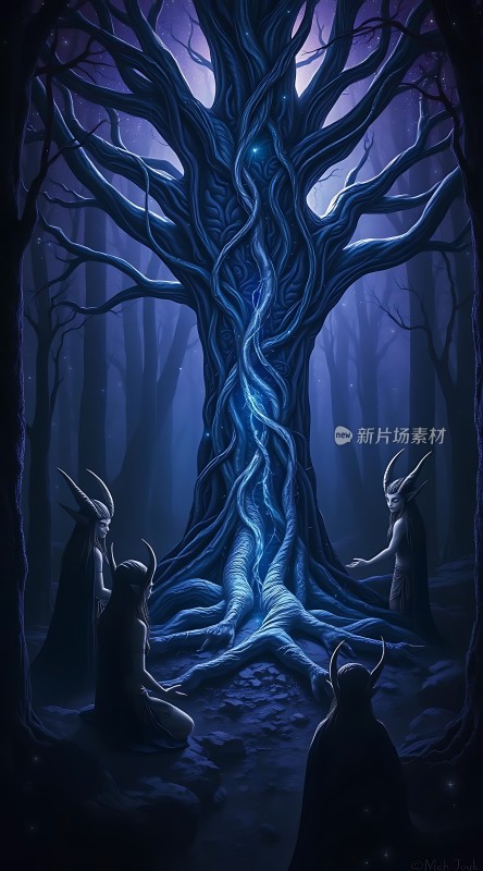 神秘森林中的古老树精聚会