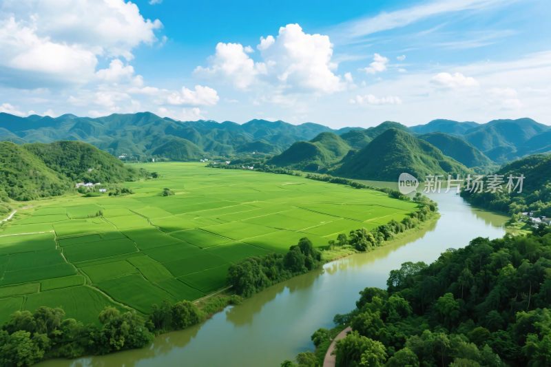 山水田园风景全景图